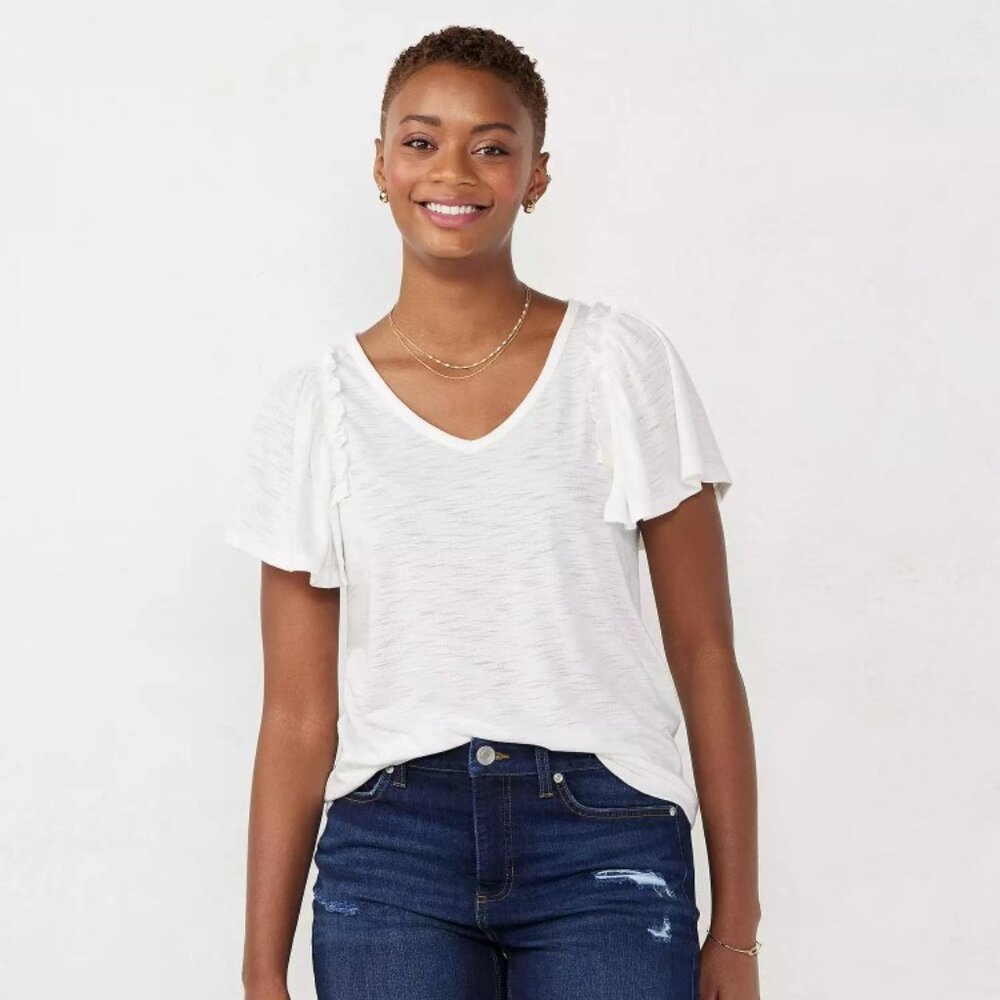 NWT! LC Lauren Conrad  Flutter Sleeve Tee Shirt XXL